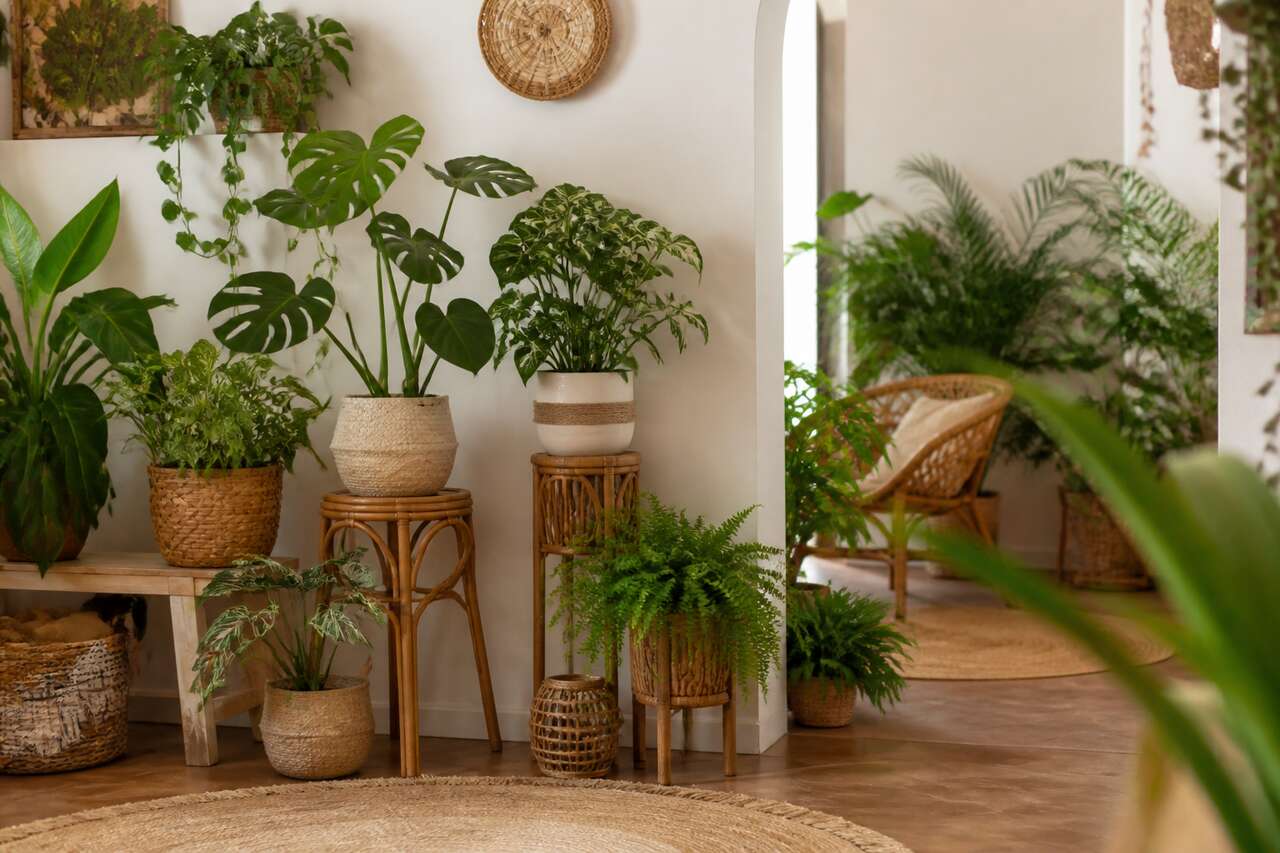 Inspiration jungle boh&egrave;me: plantes d&rsquo;int&eacute;rieur et supports en fibres