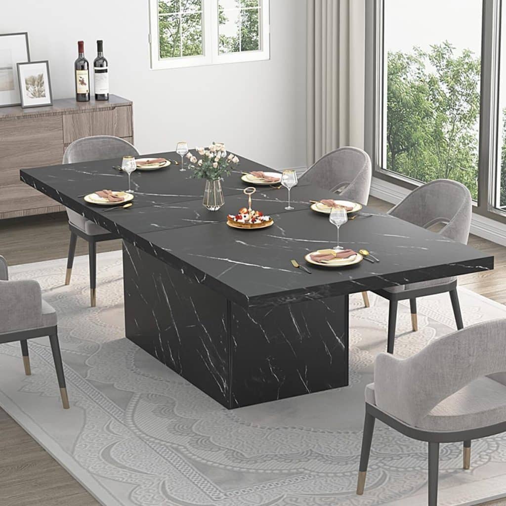 Test de la table HSH : design industriel en marbre noir