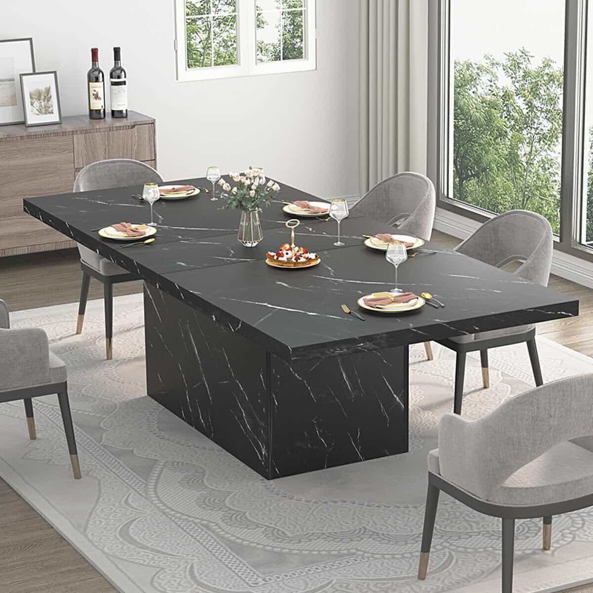 Test de la table HSH : design industriel en marbre noir