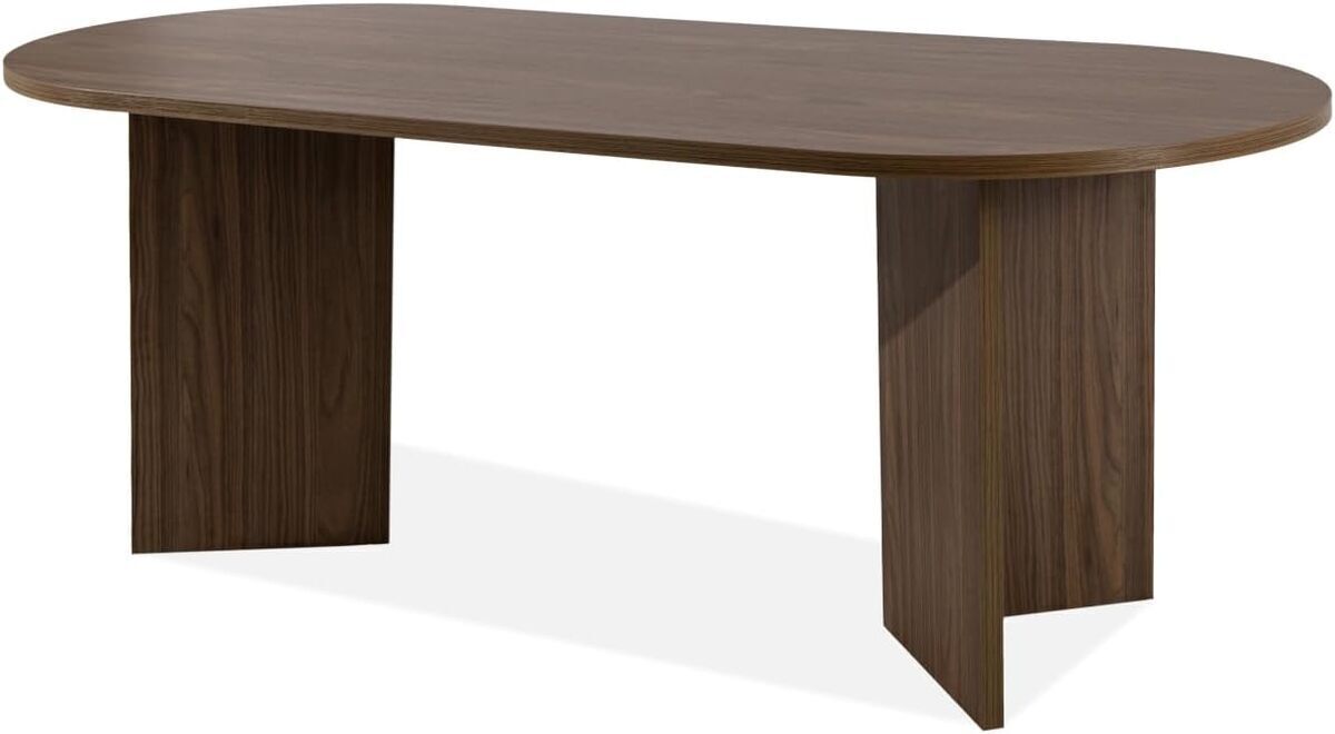 Test de la table ovale konsimo Faber en noyer foncé