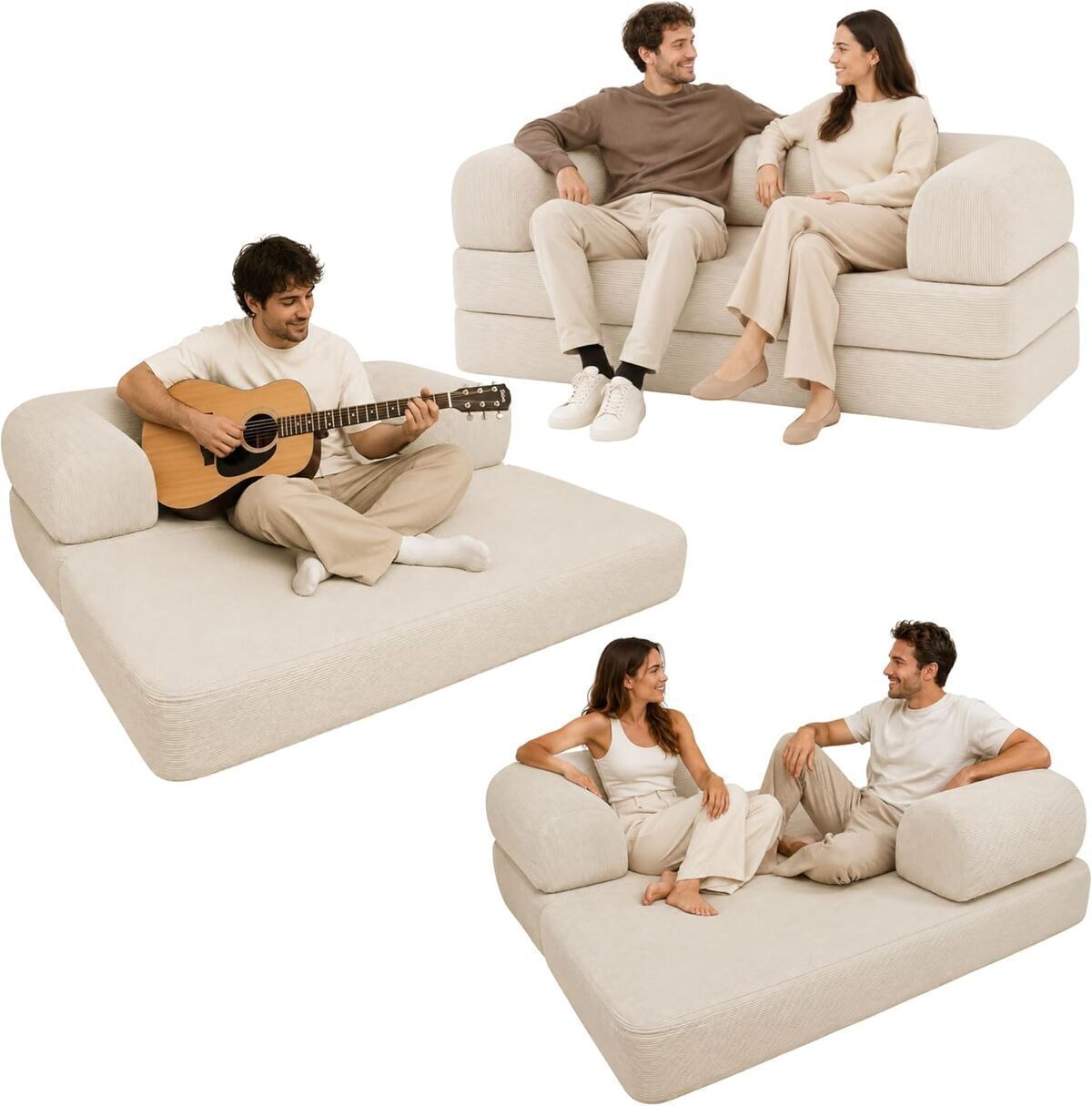 Test du canapé convertible Bananair Boneless : confort et design en velours côtelé