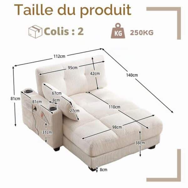 Découvrez notre test complet du canapé-lit relax EURHCIO en velours côtelé : confort, design et fonctionnalités pour votre intérieur